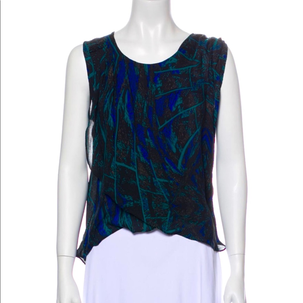 Parker Printed Scoop Neck Sleeveless Blouse
